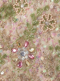 Floral Beaded Cocktail Sheath Dress