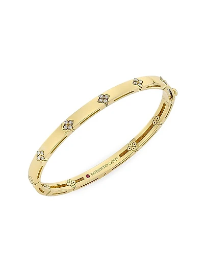 Love In Verona 18K Yellow Gold & 0.15 TCW Diamond Bangle