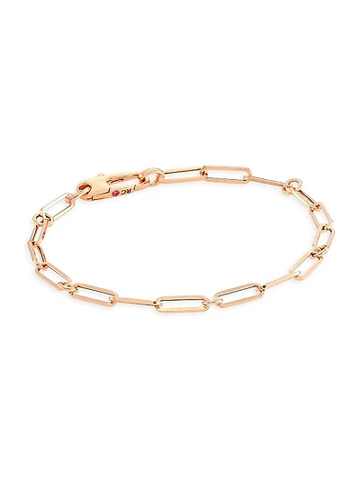 18K Rose Gold Paper Clip Chain Bracelet