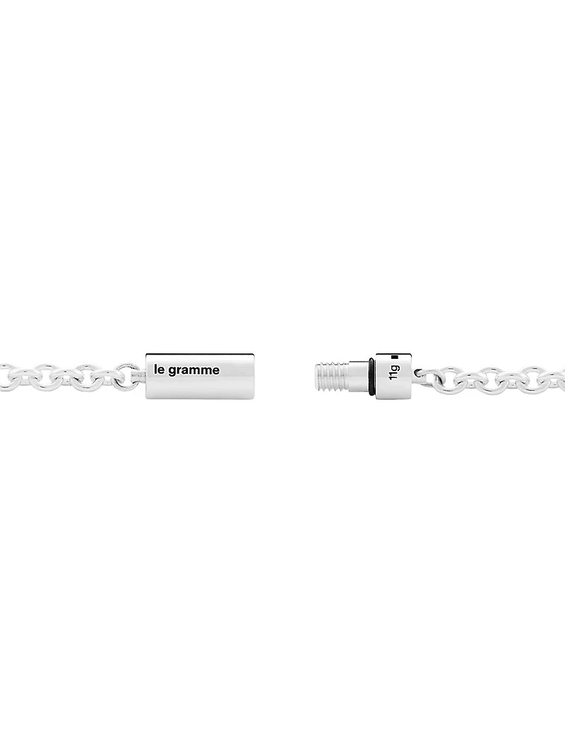 11G Polished Sterling Silver Chain Cable Bracelet