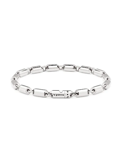 Unisex 25G Polished Sterling Silver Segment Bracelet