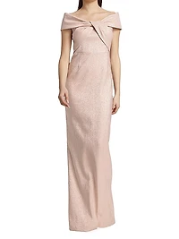 Metallic Off-The-Shoulder Gown
