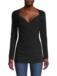 Draped Sweetheart-Neck Top