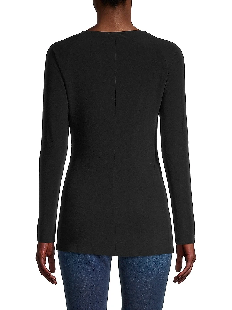 Draped Sweetheart-Neck Top