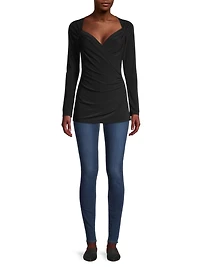 Draped Sweetheart-Neck Top