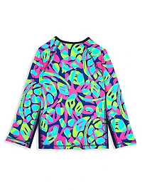 Little Kid's & Neon Turtle Long-Sleeve Rashguard