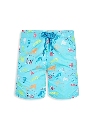 Little Boy's & 1999 Focus Embroidered Swim Trunks