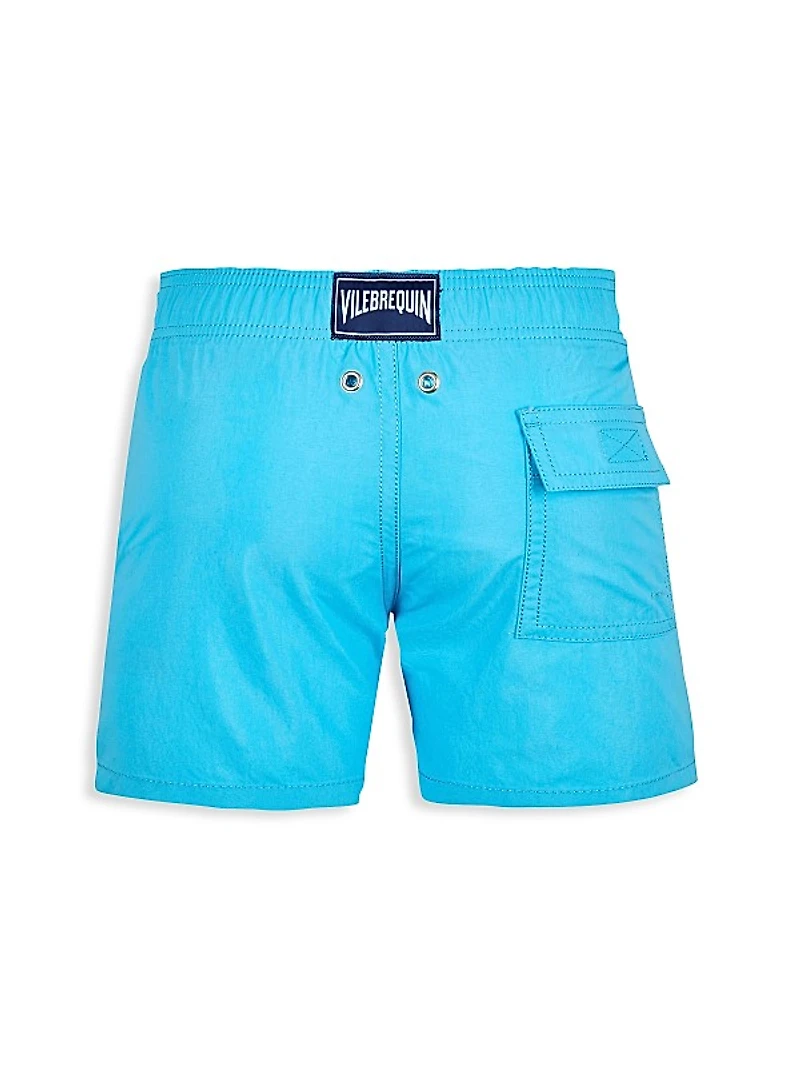 Little Boy's & Boy's Aqua Tortue Swim Trunks
