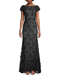 Beaded & Embroidered Lace Gown