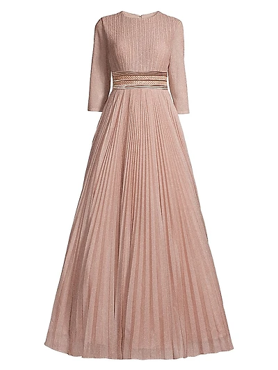 Shimmering Pleated A-Line Gown