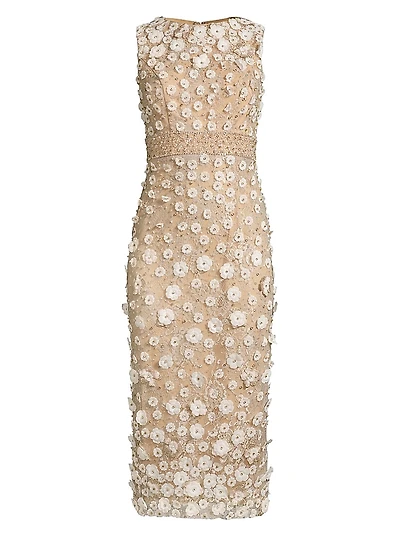 Floral Beaded Sheath Dress