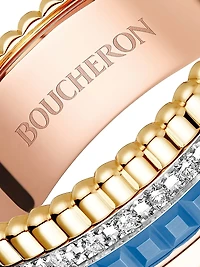 Quatre Blue Edition Tri-Tone 18K Gold, HyCeram & 0.24 TCW Diamond Ring