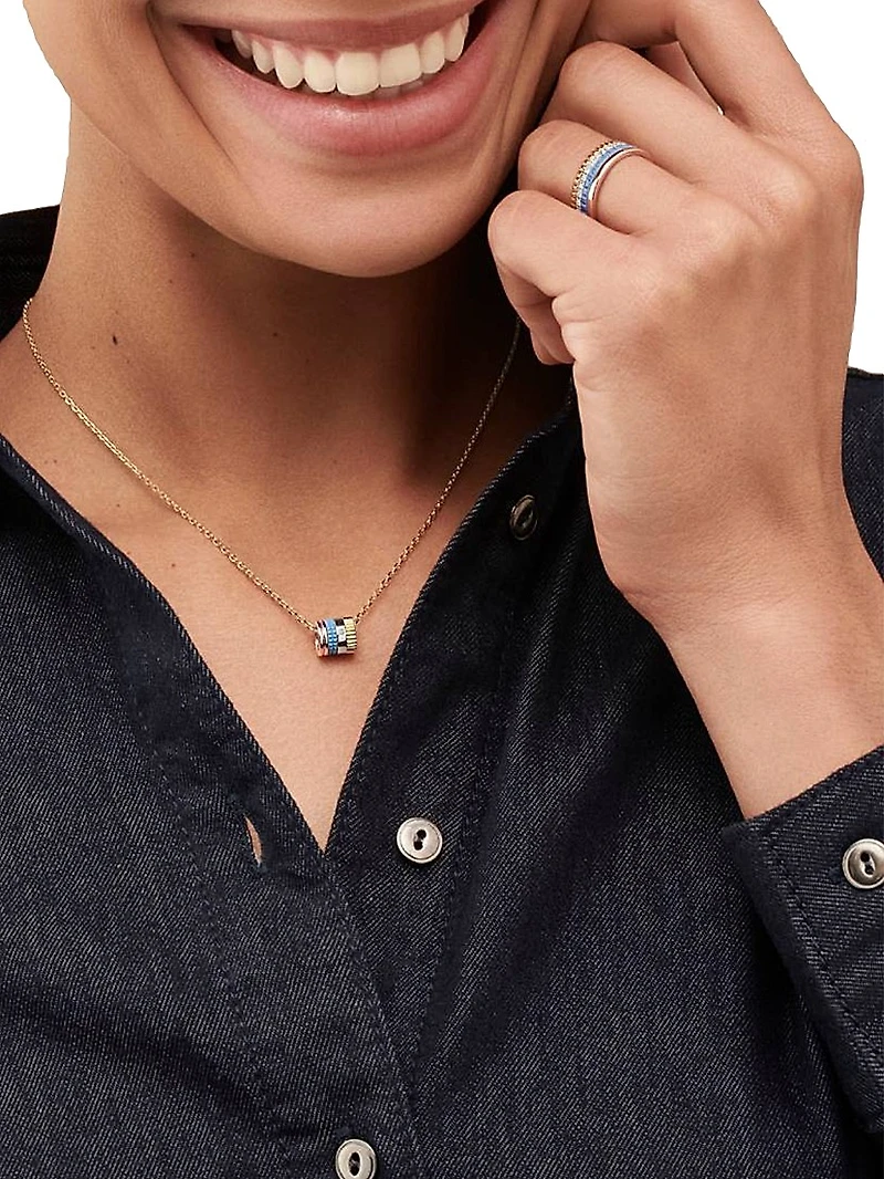 Quatre Blue Edition Tri-Tone 18K Gold, HyCeram & 0.24 TCW Diamond Ring