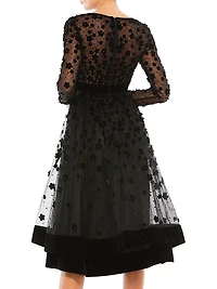 Floral Appliqué Tea Dress