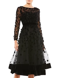 Floral Appliqué Tea Dress