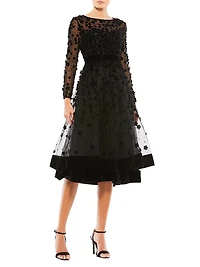 Floral Appliqué Tea Dress