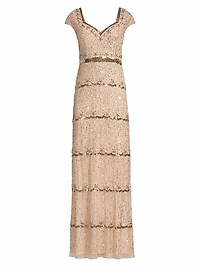 Embellished Cap Sleeve Gown