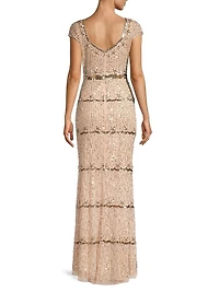 Embellished Cap Sleeve Gown