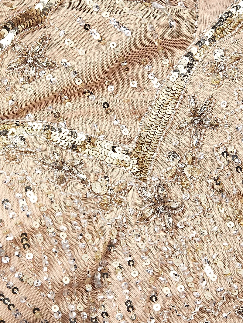 Embellished Cap Sleeve Gown