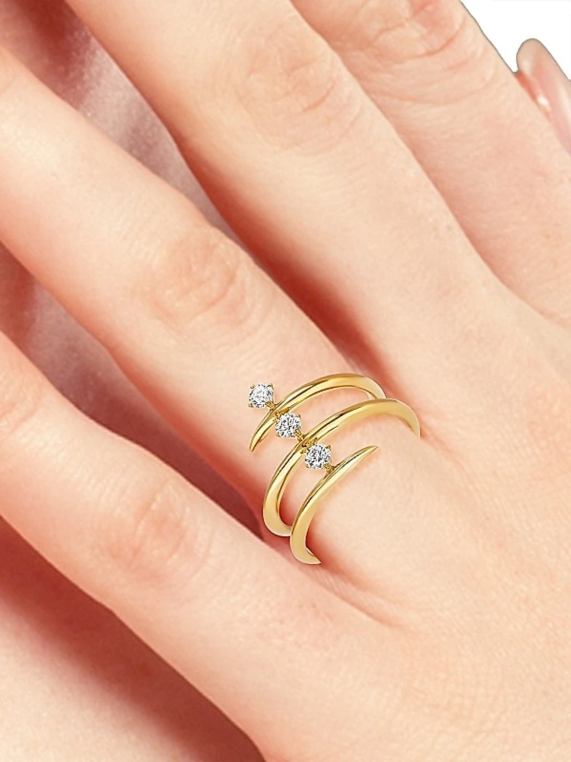 Tribal 18K Yellow Gold & 0.29 TCW Diamonds Wrap Ring