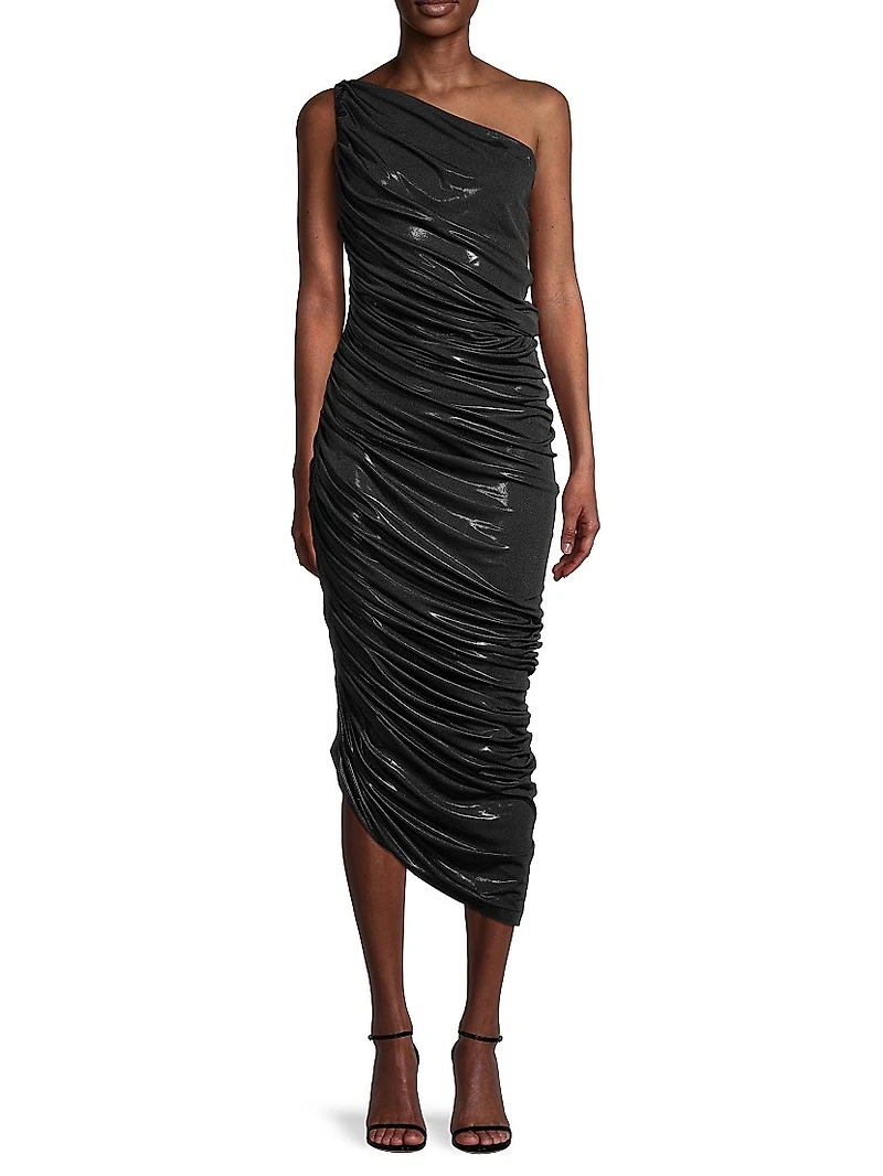 Diana Metallic Ruched One-Shoulder Gown