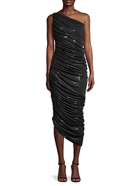Diana Metallic Ruched One-Shoulder Gown