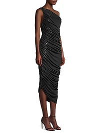 Diana Metallic Ruched One-Shoulder Gown