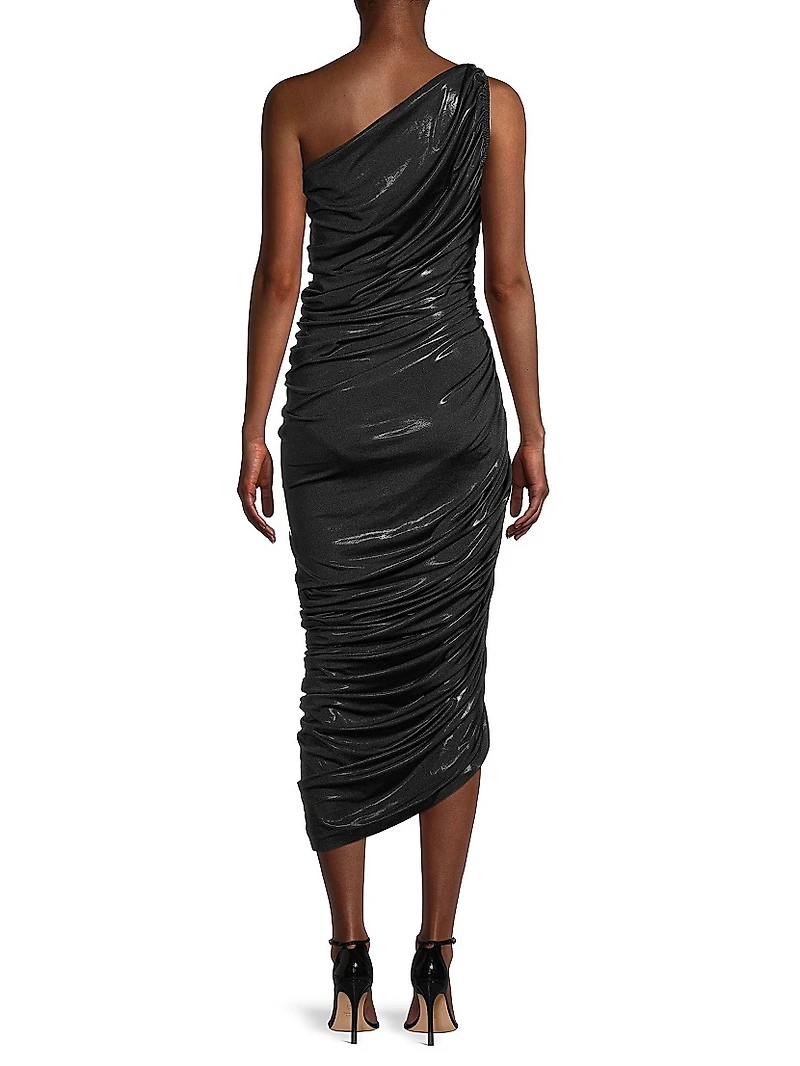Diana Metallic Ruched One-Shoulder Gown
