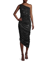Diana Metallic Ruched One-Shoulder Gown