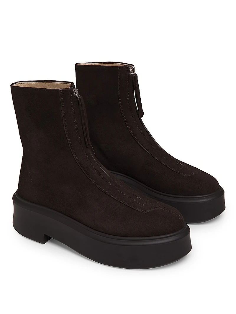 Suede Zipped Platform Boots