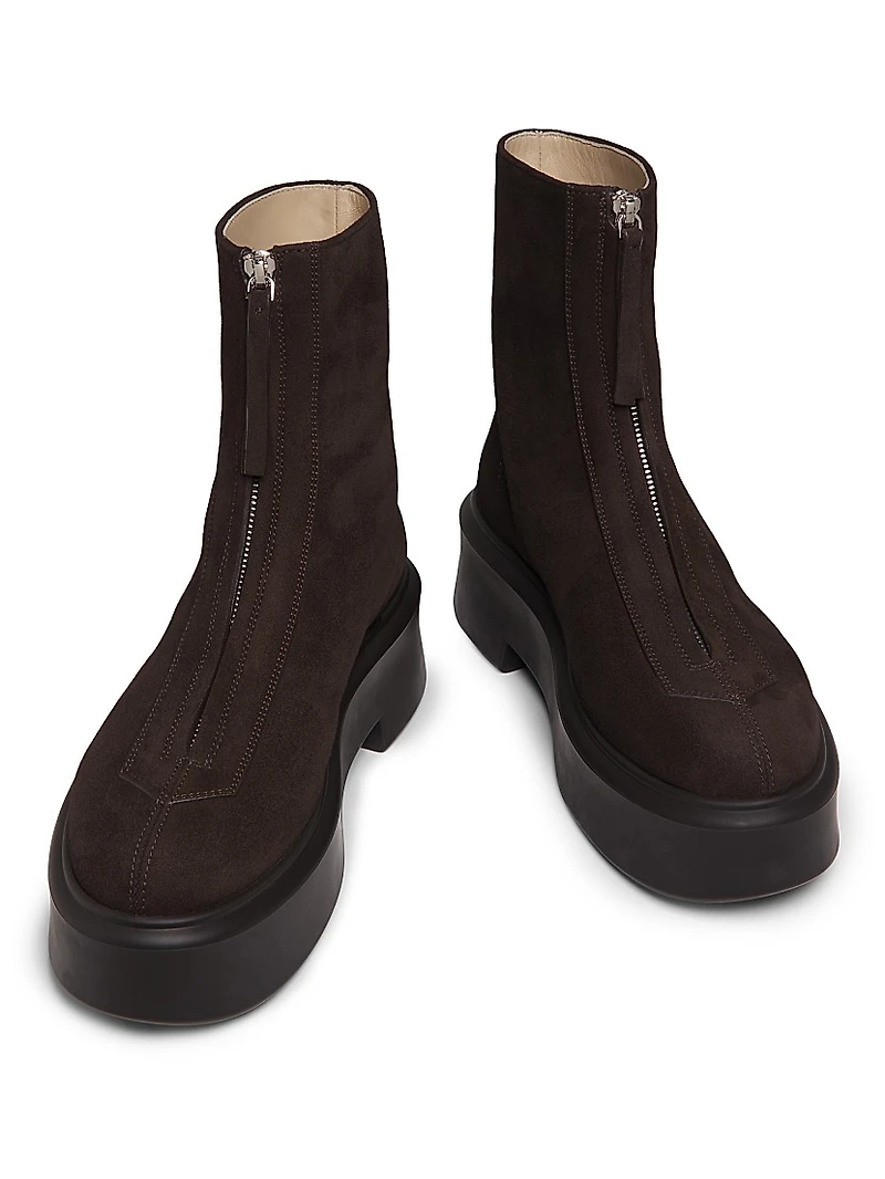 Suede Zipped Platform Boots