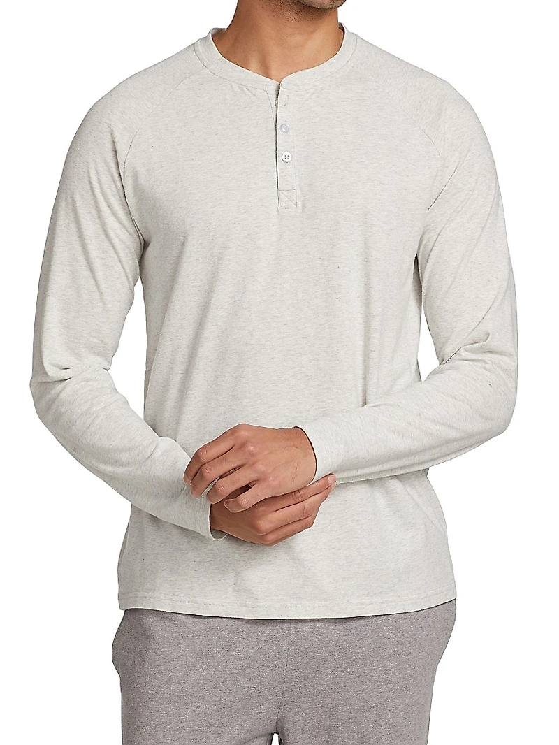 COLLECTION Heathered Henley Pajama Top