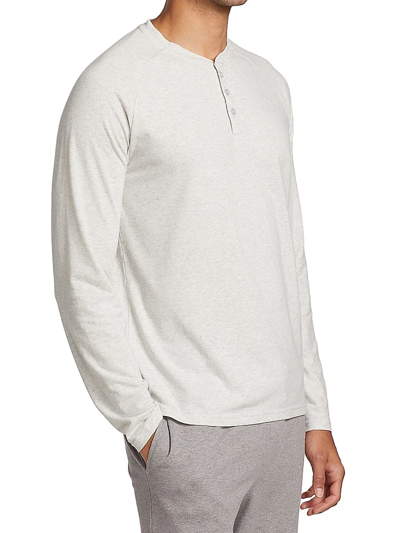 COLLECTION Heathered Henley Pajama Top
