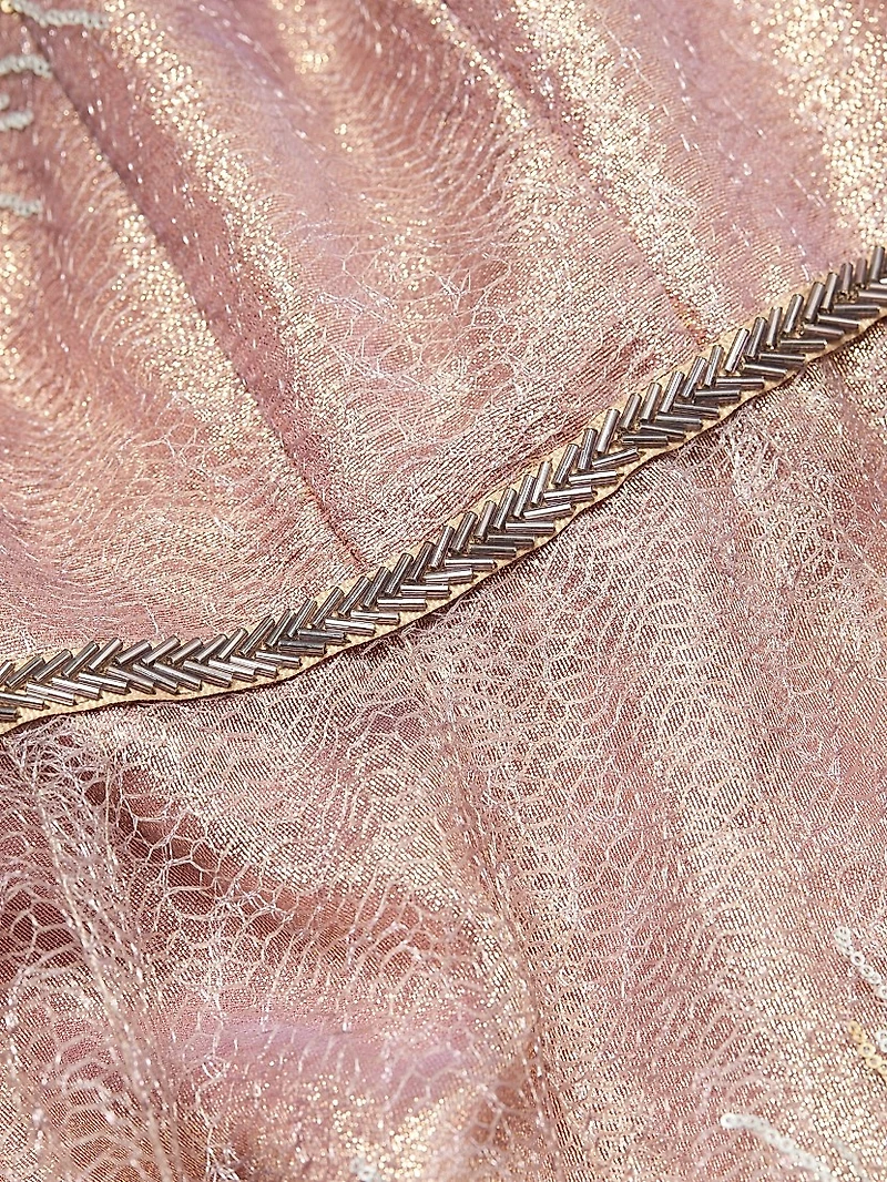 Feather Jacquard Fit-&-Flare Gown