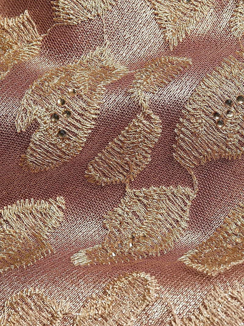 Metallic Embellished Off-The-Shoulder Gown