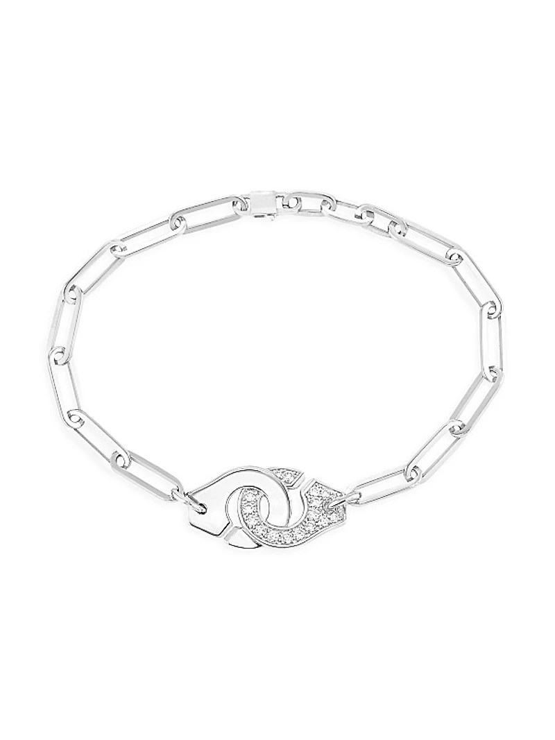 Menottes Dinh Van R12 18K White Gold & Diamond Chain Bracelet