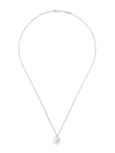 Menottes Dinh Van R8 18K White Gold & Diamond Handcuff Pendant Necklace