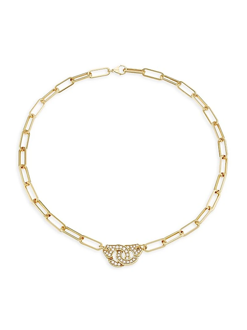 Menottes 18K Yellow Gold & Diamond Openwork Chain Necklace
