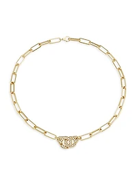 Menottes 18K Yellow Gold & Diamond Openwork Chain Necklace