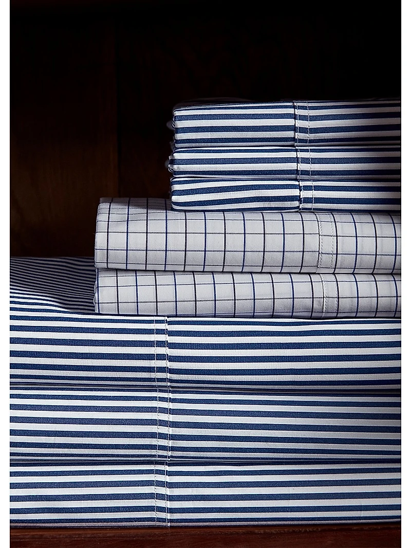 Organic Shirting Stripe 400-Thread Count Fitted Sheet