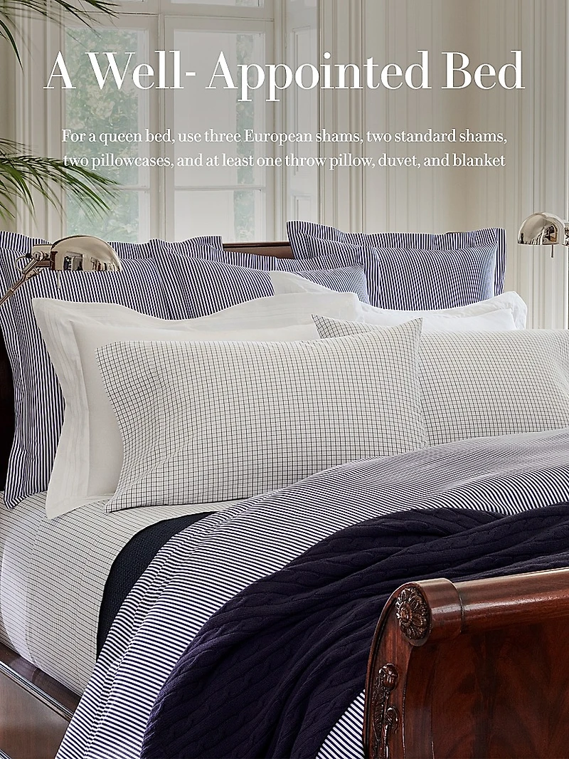 Organic Shirting Stripe Bedding 400 Thread Count Sham