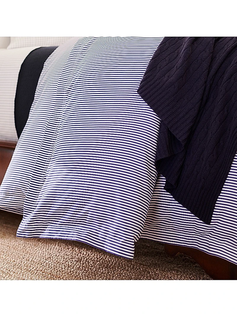 Organic Shirting Stripe Bedding 400 Thread Count Duvet Cover