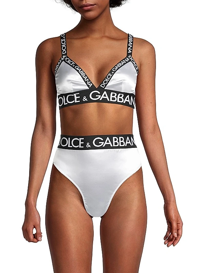Satin Logo Triangle Bra