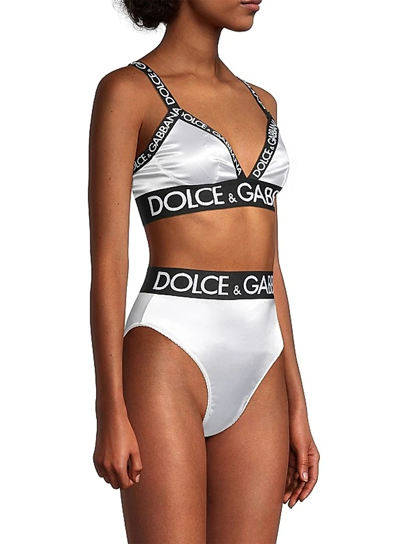 Satin Logo Triangle Bra