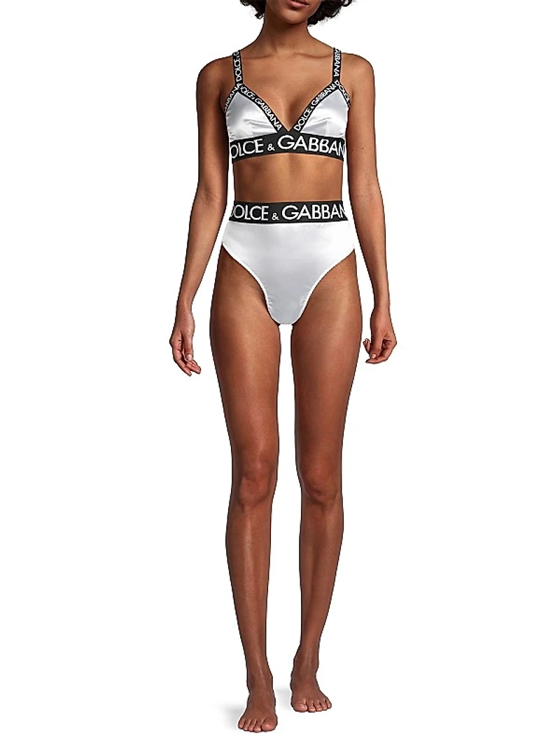 Satin Logo Triangle Bra