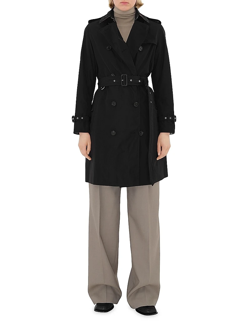 Kensington Belted Double-Breasted Logo Coat