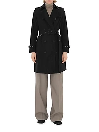 Kensington Belted Double-Breasted Logo Coat