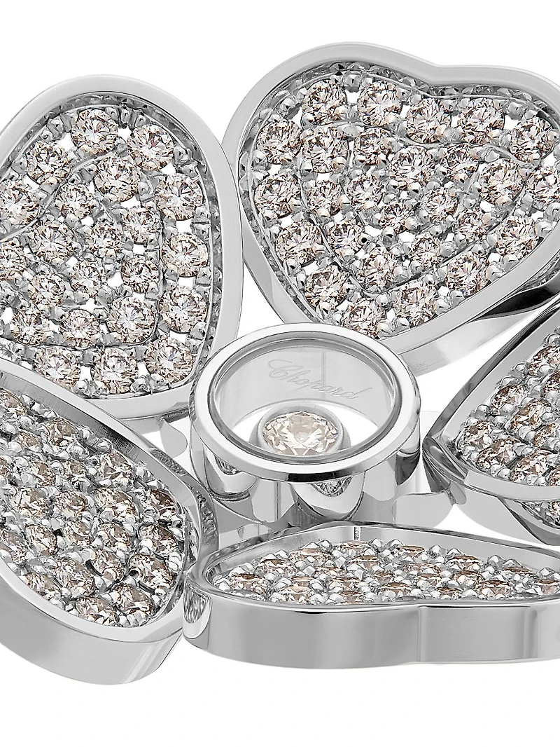 Happy Hearts Flowers 18K White Gold & Diamond Bangle