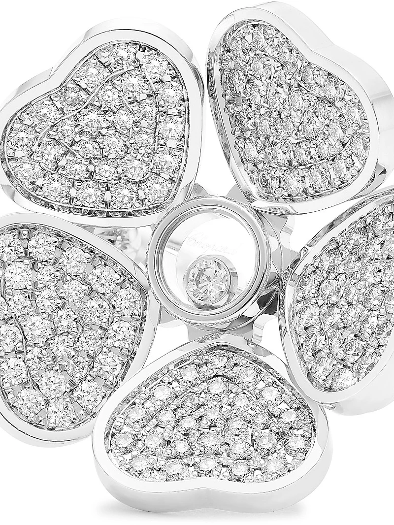 Happy Hearts Flowers 18K White Gold & Diamond Ring
