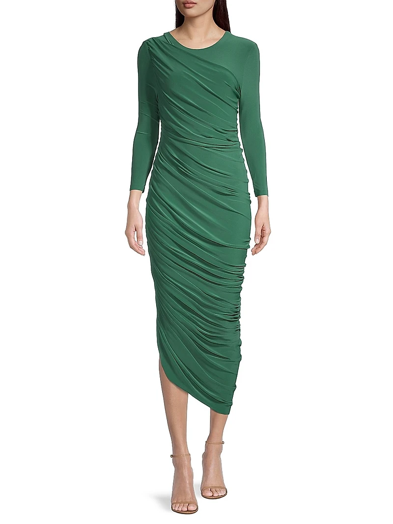 Diana Ruched Bracelet-Length Sleeve Gown